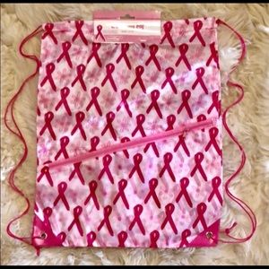 NWT Breast Cancer Awareness Drawstring Bag Tote Gym Beach Yoga Satchel Backpack